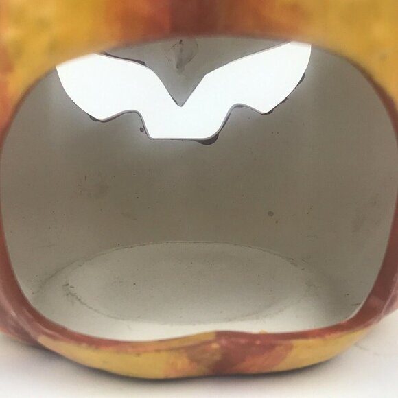 Halloween Jack-O-Lantern Pumpkin Tea Light Candle Holder Witch Hat Bats Ceramic - Picture 3 of 12